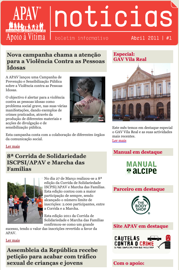Primeira Edição da newsletter eletrónica APAV Notícias